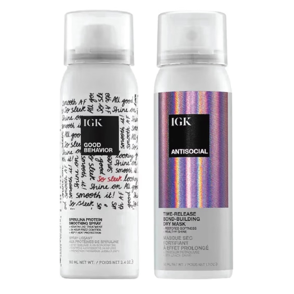 IGK Antisocial Dry Hair Mask + Good Behavior Spirulina Spray Travel Size